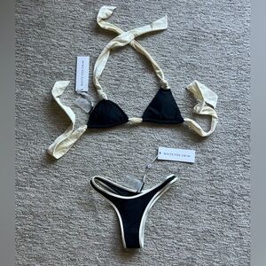 White Fox Boutique Black and Cream Bikini